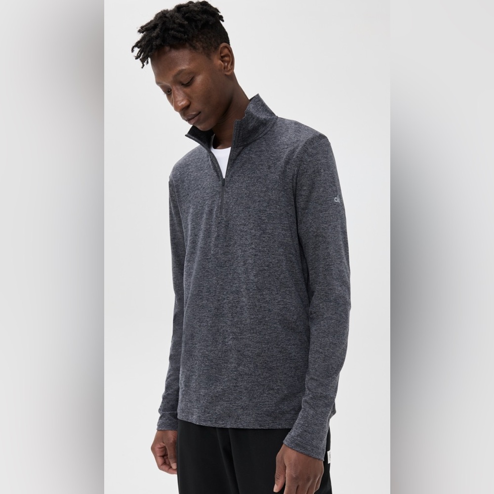 Alo Yoga Conquer Reform 1/4 Zip Long Sleeve – Dark Heather Gray XL NWOT